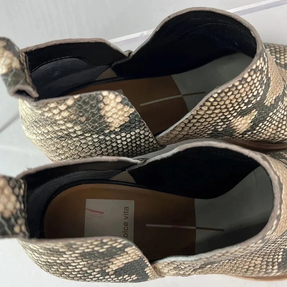 Dolce Vita Sonni Snakeskin Leather Ankle Booties Pointed Toe Block Heel Size 7.5 - Picture 12 of 16